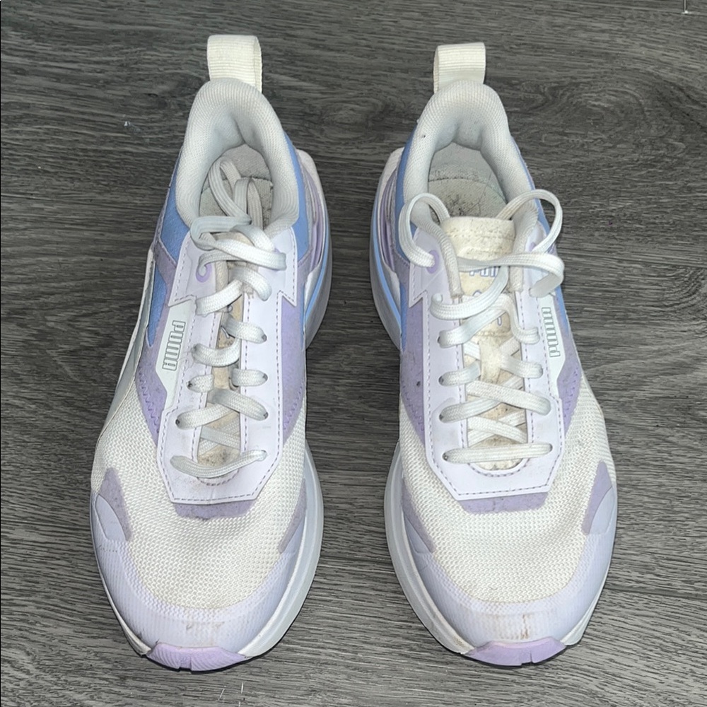 Puma Women's White and Purple Sneakers